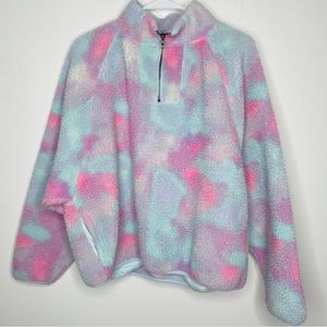 American Eagle Pink Bubblegum Quarter Zip Sherpa